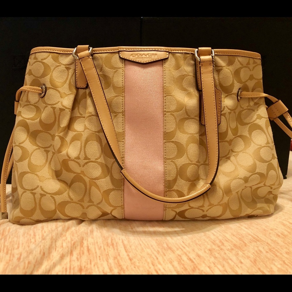 Coach Signature Stripe Drawstring